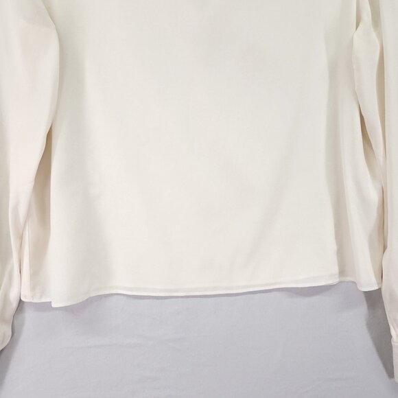 Alice And Olivia Silk Blouse Size Small Ivory With Lace Trim Long Sleeve Lux - Picture 5 of 16